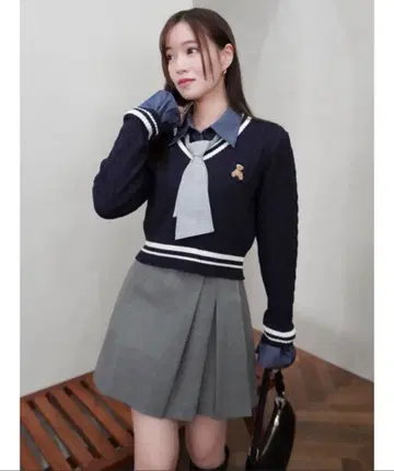 [ POLO BCS 콜라보 ] 셔츠 도킹 케이블 니트탑