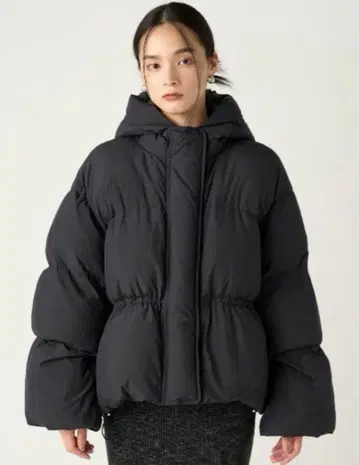 후드 드로스트 숏 다운 코트