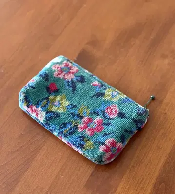 FEILER 꽃무늬 직물 파우치 지퍼식 약 12x18cm [ 미사용 ]