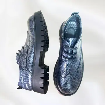 다크 블루 스네이크 스킨풍 남성용 드레스 슈즈 사이즈 26.5