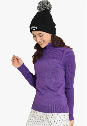 캘러웨이 골프 여성용 터틀넥 라메 퍼플