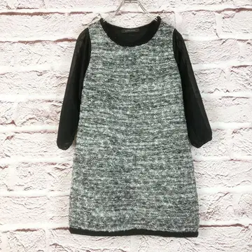 zr305 SPIRALGIRL 트위드 칠부 소매 니트 F