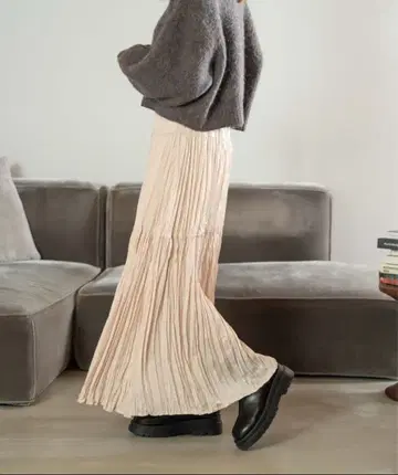 hinari 빈티지 새틴 와셔 스커트 아이보리