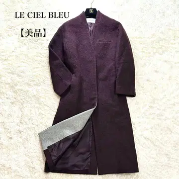 새상품급 르쉘 블루 체스터 벌룬 코트 롱 울 보르도 36