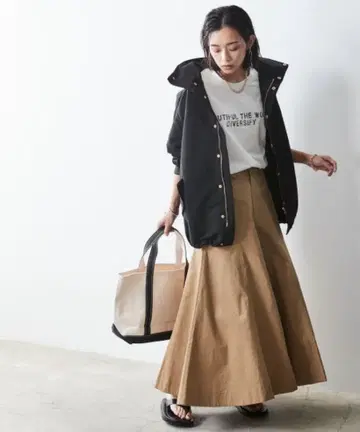 CHIC STYLE 2WAY 필드 후드티 시크 스타일 블랙