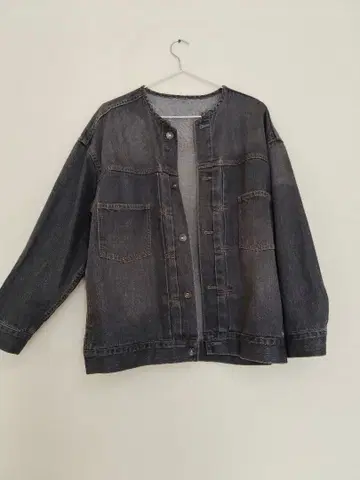 다크 데님 노카라 자켓 새상품급