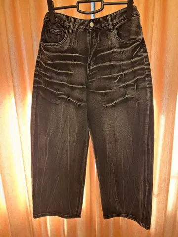 블랙 와이드 레그 데님