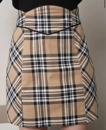 LIP SERVICE 허리 코르셋 체크 미니 스커트 베이지