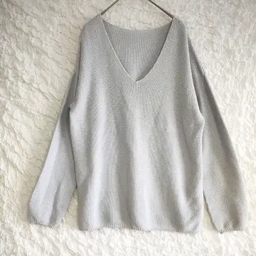 [갤러리 바이] 그레이 V넥 긴팔 니트 S사이즈 썸머 스웨터