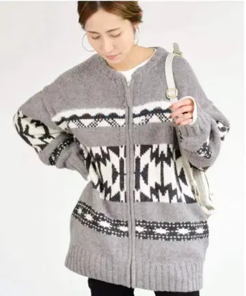 FRAMeWORK 자카드 지퍼 가디건