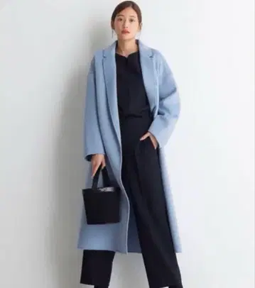 PLST 울 블렌드 롱 코트 라이트 블루 M 사이즈