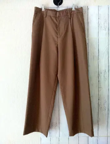 자라 와이드 플리츠 팬츠 브라운 ZARA