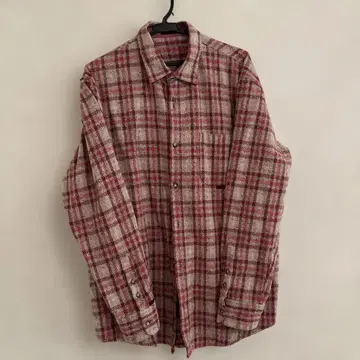 PAPAS 파파스 빨간색과 베이지색 체크 무늬 플란넬 셔츠