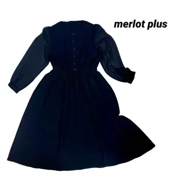 새상품급/멀로플러스/긴팔 롱 원피스/시어/퍼프 슬리브/쉬폰풍