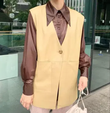 Ray BEAMS 인조 가죽 베스트