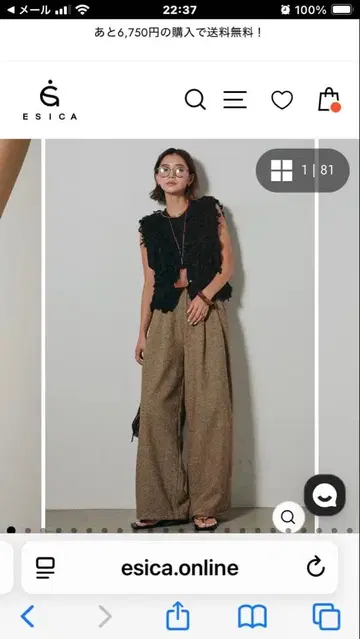 ESICA 브라운 와이드 팬츠