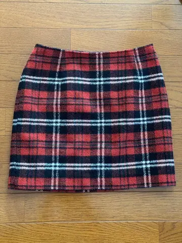 안감 부착 체크 무늬 타이트 스커트