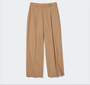 유니클로 턱 와이드 팬츠 XS 베이지 카멜