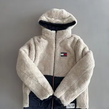 TOMMY JEANS 플리스 자켓 후드 부착 리버서블