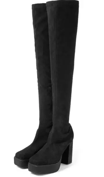 블랙 스웨이드 니하이 부츠