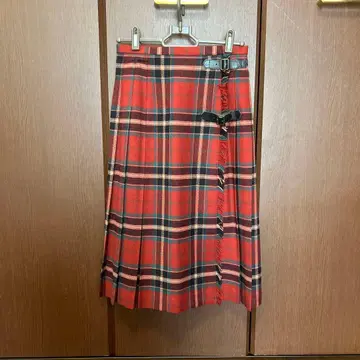 MCGREGOR 빨간색 체크 무늬 플리츠 스커트 61-87