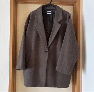 브라운 더블 브레스트 체스터 코트 프리 사이즈