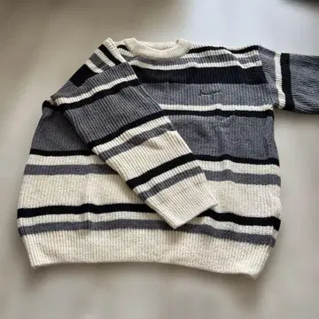 새상품 남성용 니트 스웨터 스트라이프 보더 출퇴근 통학 캐주얼