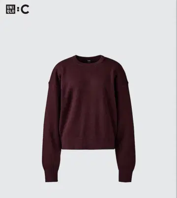 유니클로C 스무스 코튼 크루넥 스웨터 와인