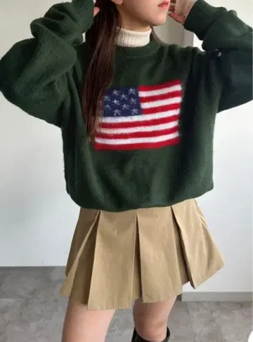 [ 새상품급 ] apres jour mignon 성조기 니트 스웨터 F