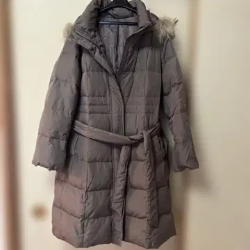 (새상품급) 후드 부착 롱 다운 자켓 그레이