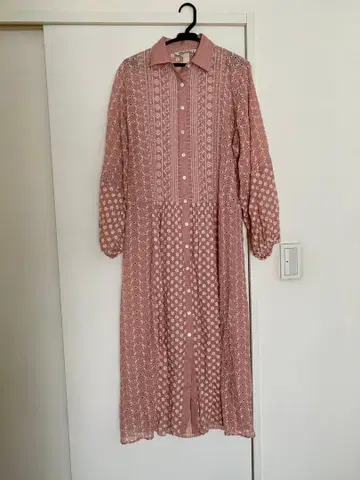 ZAPA 핑크 자수 셔츠 원피스