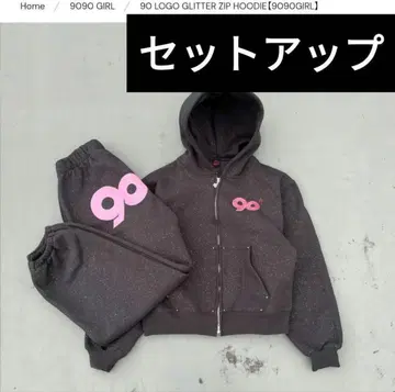 9090 girls 블랙 글리터 맨투맨 셋업