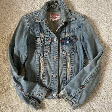트루 릴리전 데님 자켓 미국제 블루 USA제 데미지 가공