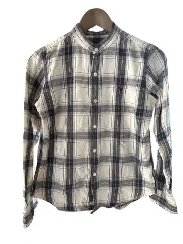 Bohemians 체크 무늬 긴팔 셔츠 하트 자수