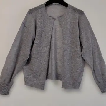 요건 레일 바바구리 그레이 가디건 오픈 프론트 얇은 소재 캐시미어
