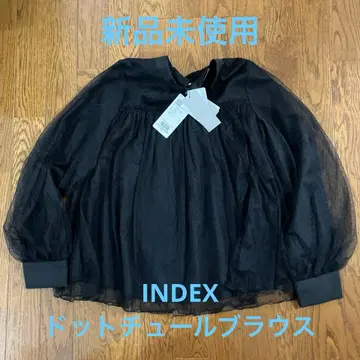 택 포함 새상품 index 도트 튤 레이어드 블라우스 M