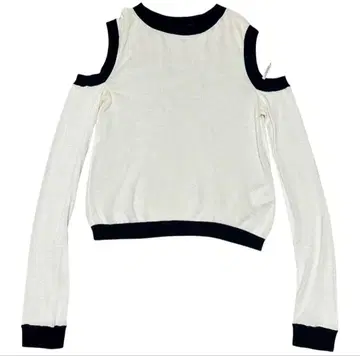 오프숄더 화이트 블랙 니트탑