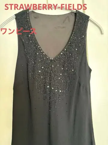 STRAWBERRY-FIELDS 비즈 자수 실크 롱 드레스 블랙