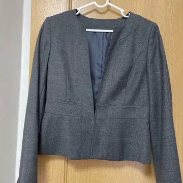 그레이 노카라 자켓 울 혼방