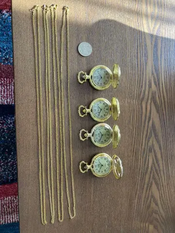 골드 컬러 회중시계 4개 세트