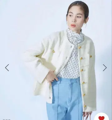 로페 니트 트위드 크루넥 블루종