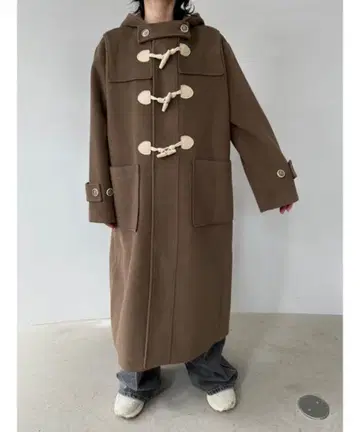 FanoStudios 파노스튜디오 후드 더플 롱 코트 브라운