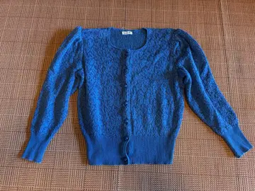 파란색 긴팔 가디건 니트 구제 의류