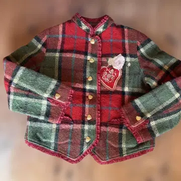 WONDERFUL WORLD 카네코 이사오 노카라 체크 자켓 빨간색