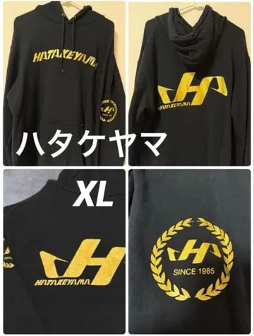 하타케야마 XL 후드티 블랙 골드 로고 야구 새상품급