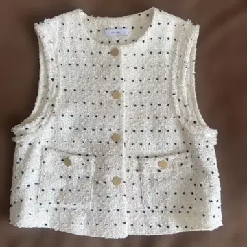 FENNEL 트위드 도트 베스트 화이트