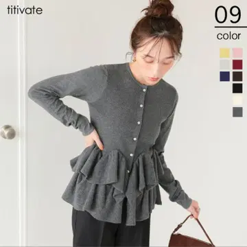 titivate 프릴 헴 니트 가디건 차콜 L