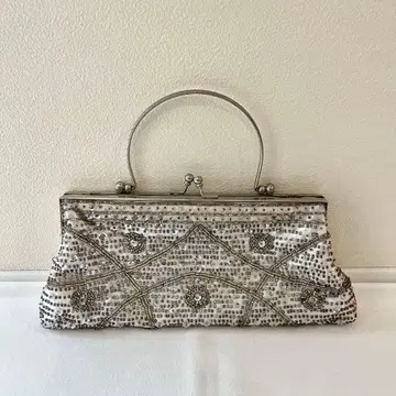 빈티지 비즈 새틴 파티백 실버 은색 포멀