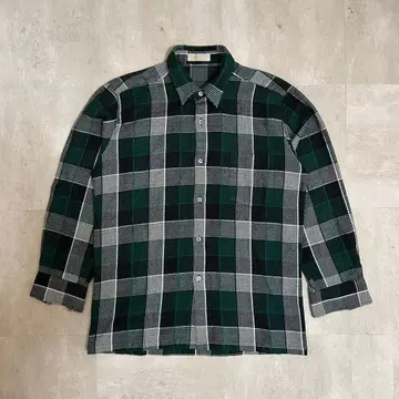 [ 새상품급 ] 체크 무늬 그린 긴팔 플란넬 셔츠 L y2k