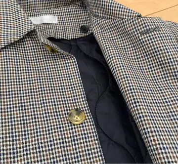 브라운 체크 무늬 롱 코트